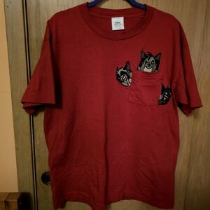 Vintage Disney Lion King Hyena Embroidered Tee XL Red Promo T-Shirt
